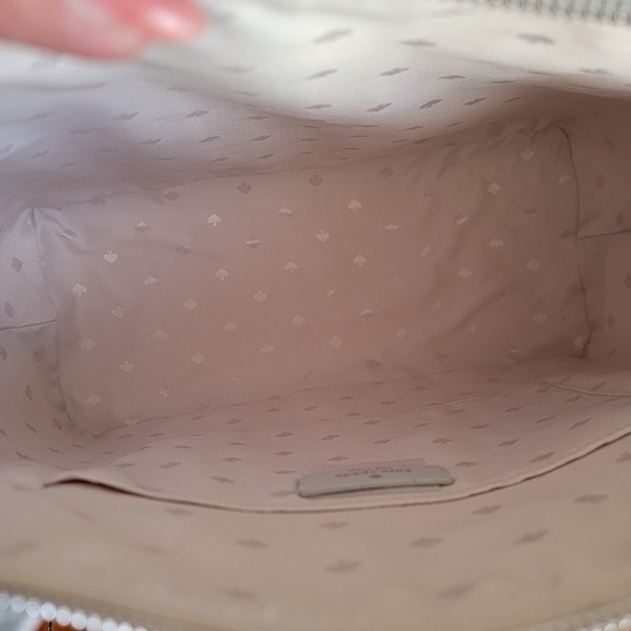 NWT Kate Spade K8706 Flash Glitter Tote Gray Saffiano Silver Glitter - Picture 13 of 16